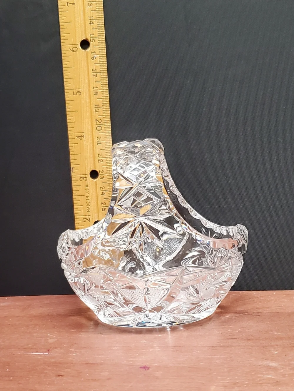 Vintage Hand Cut Bavarian Clear Crystal Basket